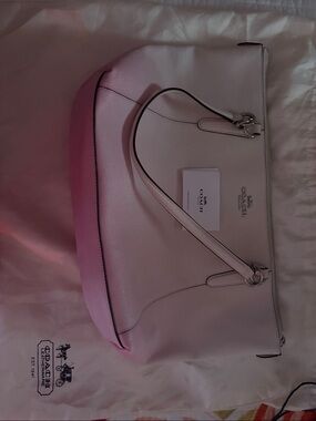 Coach White Tote with Pink Base
